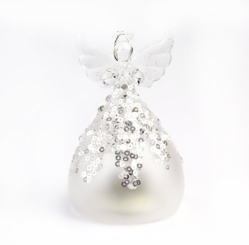 Decoratiune craciun - glass angel with light, sequin | everbright gifts