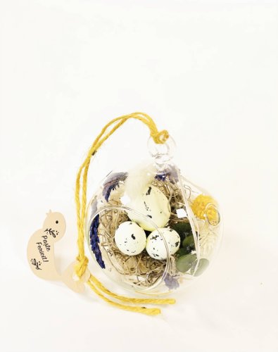 Glob de sticla cu flori prezervate si accesorii de paste | plante cadou