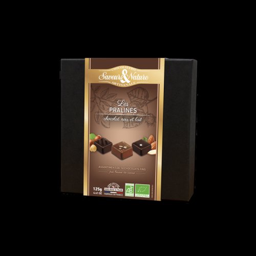 Praline - les praline-coffret de 16 chocolats noirs et lait | saveurs et nature