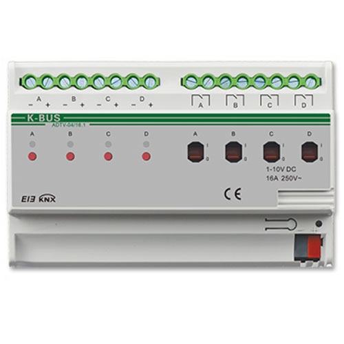 Spyshop Actuator cu dimmer 0-10v adtv-04/16.1, 4 canale, transmitere status, 100-240 vca
