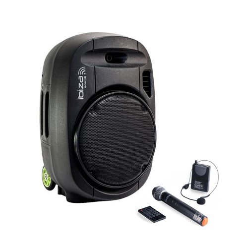 Sistem audio portabil ibiza port12-vhf mkii 761052, 350 w, bluetooth, microfoane wireless, karaoke