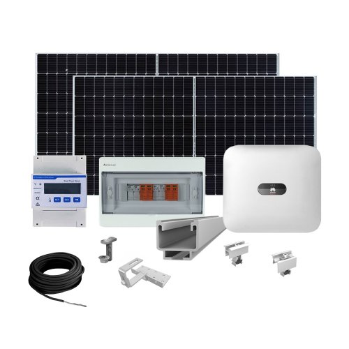 Sistem fotovoltaic complet 5 kw, invertor monofazat hibrid wifi si 12 panouri canadian solar, 120 celule, 455 w, montare pe acoperis din tigla