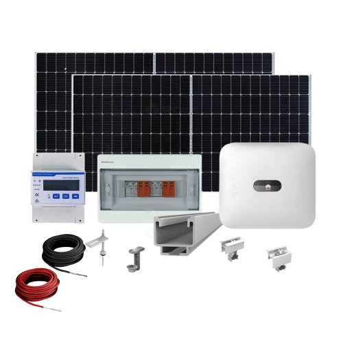 Sistem fotovoltaic complet 5 kw, invertor trifazat on grid wifi si 12 panouri canadian solar, 120 celule, 455 w, pe structura de metal