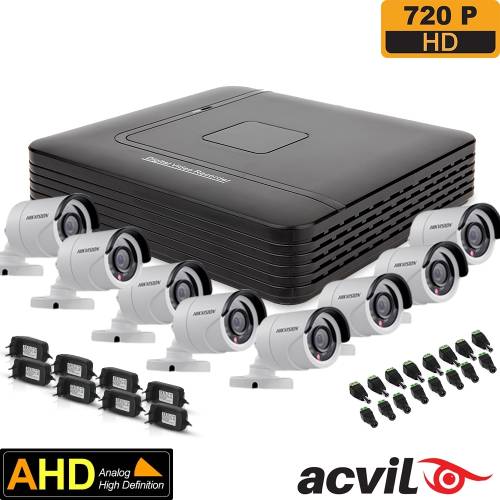 Sistem supraveghere exterior ahd cu 8 camere video acvil ahd-8ext20-720p