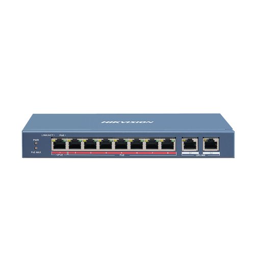 Switch cu 8 porturi poe hikvision ds-3e0310hp-e, 16000 mac, 4.166 mbps, fara management