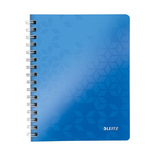 Caiet de birou leitz wow, a4, coperta pp, cu spira, 80 file, matematica, albastru metalizat
