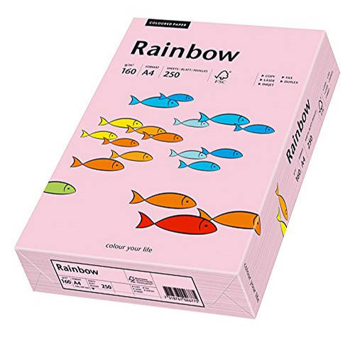 Carton a4 rainbow, 160 g/mp, 250 coli/top, roz pastel