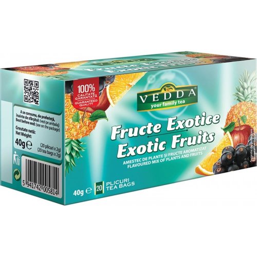 Ceai vedda fructe exotice 20x2g plicuri ceai vedda fructe exotice 20 plicuri x 2g