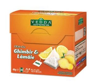 Ceai vedda ginger lemon 20x2g piramide ceai vedda ginger lemon 20 piramide x 2g