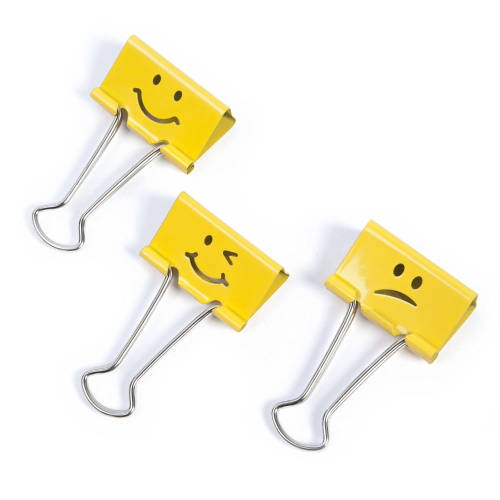 Clipsuri metalice rapesco emoji, 19 mm, galben, 20 bucati/set