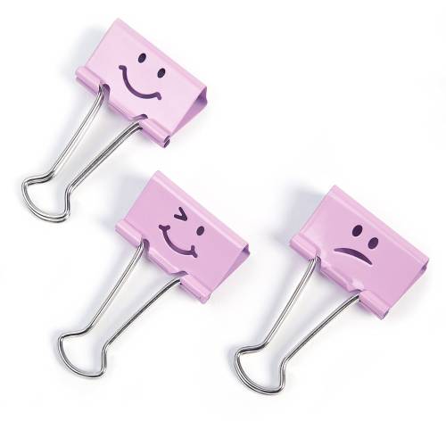 Clipsuri metalice rapesco emoji, 19 mm, roz, 20 bucati/set
