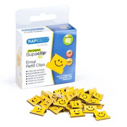 Clipsuri metalice rapesco supaclip emoji, 40 coli, 100 bucati /cutie