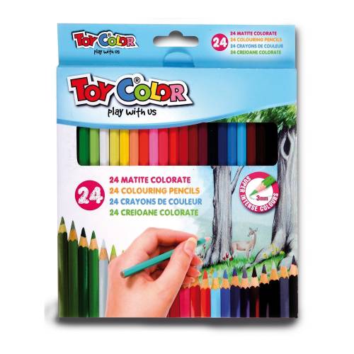Creioane colorate toy color, 24 culori
