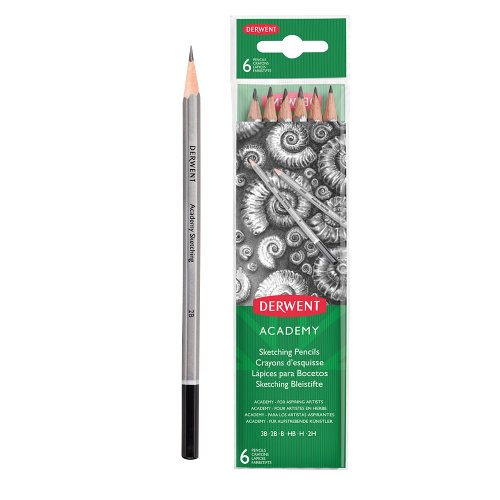 Creioane grafit 2h-3b derwent academy, blister, 6 buc/set, calitate superioara, negru