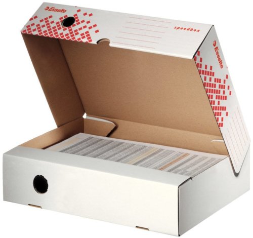 Cutie depozitare si arhivare esselte speedbox, orizontala, carton, 80 mm, alb