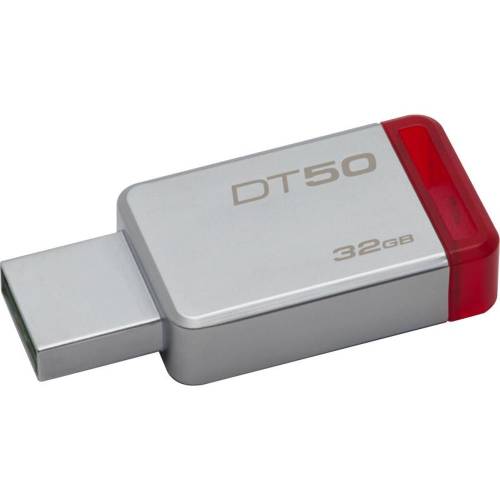 Kingston usb flash drive dt50/32gb- datatraveler 50, speed2 usb 3.1 gen 1 3- 110mb/s read, 15mb/s write, 32gb, metal casing with red