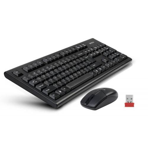 Kit tastatura + mouse a4tech 3100n, wireless, negru, tastatura gr-85 us layout, mouse g3-220n v-track, usb