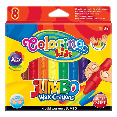 Set creioane cerate colorino jumbo, 8 bucati