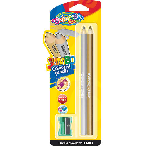 Set creioane colorate colorino jumbo, rotunde, 2 bucati