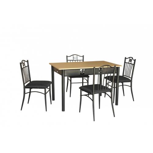 Alte Brand-uri Set masa rimini + 4 scaune, mdf, negru