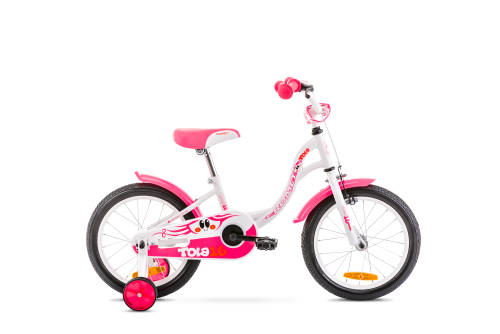 Bicicleta cu roti ajutatoare pentru copii romet tola 16 alb/roz 2020