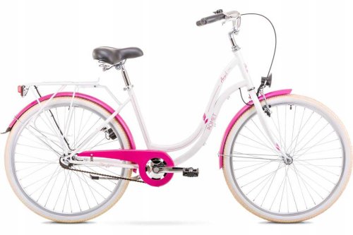 Bicicleta de oras pentru femei romet angel 26 3 alb/roz 2020