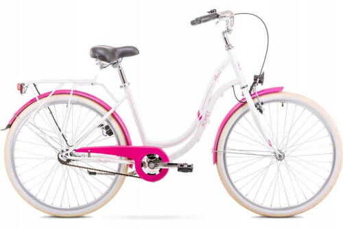 Bicicleta de oras pentru femei romet angel 26 alb/roz 2019