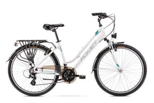 Bicicleta de trekking pentru femei romet gazela 26 1 alb/turcoaz 2022