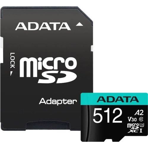 Adata card de memorie adata premierpro, microsdxc, 512gb, uhs-i u3 + adaptor