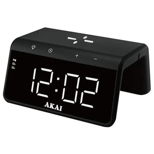 Akai ceas cu alarma si incarcare akai acrb-2000, putere incarcare 10w wireless, negru