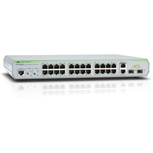 Allied telesis Allied telesis 24 port managed standalone fast ethernet switch, 2 combo sfp uplink port. single ac power supply