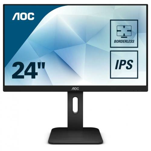 Aoc monitor ips led aoc 23.8 24p1, full hd (1920 x 1080), vga, dvi, hdmi, displayport, usb 3.0, boxe, pivot, 5 ms (negru)