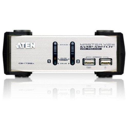 Aten aten cs1732a 2-port usb kvmp switch, 2x usb kvm cables, 2-port usb hub, audio