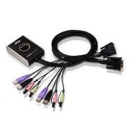 Aten aten cs682 2-port usb dvi kvm switch, audio 2.1, remote port selector (1.8m)