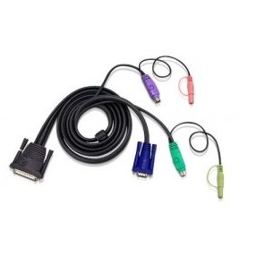 Aten cablu kvm aten 2l-1703p, db-25 to vga, ps/2 & audio, 3 metri