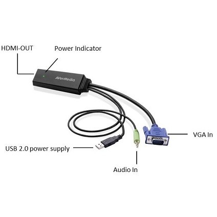 Avermedia avermedia video converter et110, vga to hdmi adapter
