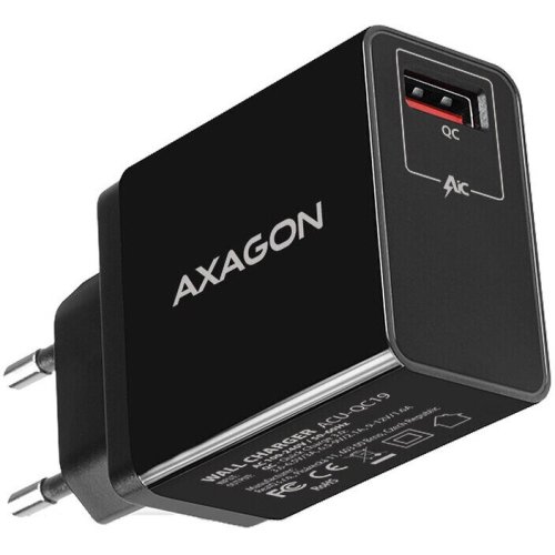 Axagon incarcator retea axagon acu-qc19, quick charge 3.0 + 3a, negru