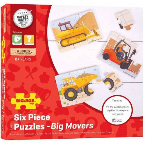 Bigjigs toys Bigjigs toys set 3 puzzle din lemn - vehicule pentru constructii