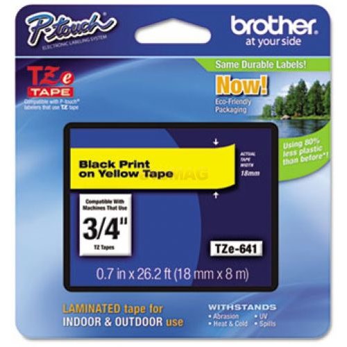Brother brother etichete tze641 18mm (negru/galben)