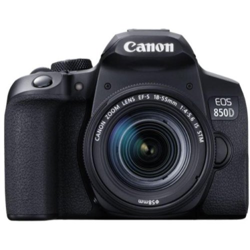 Canon aparat foto dslr canon eos 850d, 24.1 mp, 4k, negru + obiectiv ef-s 18-55mm is