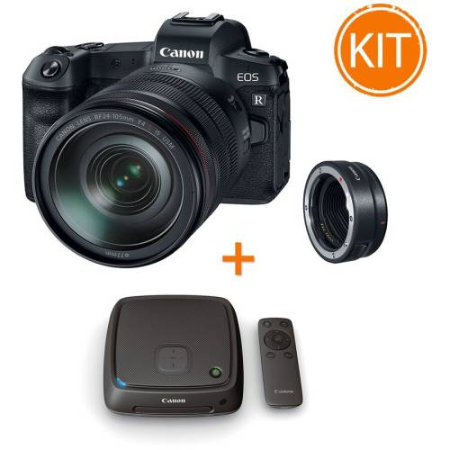 Canon kit aparat foto (biectiv rf 24-105mm l) + adaptor ef-eos r + maner canon