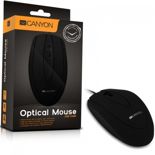 Canyon canyon mouse cne-cms1 (wired, optical 800 dpi, 3 btn, usb), black