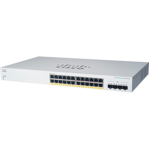 Cisco switch cisco cbs220-24fp-4x, 24 porturi, alb