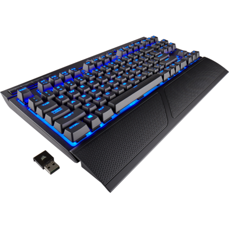 Corsair tastatură mecanicăcorsair gaming k63 wireless - albastru led - roșu cherry mx