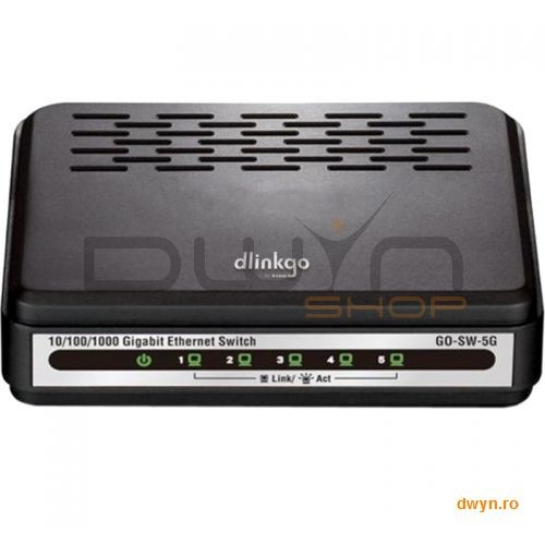 D-link d-link, switch desktop 5 porturi 10/100/1000, plastic, d-linkgo
