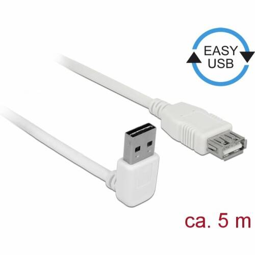 Delock delock cable usb am-af 2.0 5m white angled usb-a easy-usb