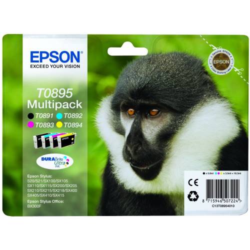 Epson cartuş cerneală color epson st. s20/sx100/105 multipack ( b+c+m+y ), 5,8ml+3*3,5ml