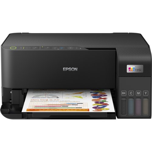 Epson imprimanta multifunctionala epson ecotank l3550, inkjet color, a4, usb, wi-fi, airprint, negru