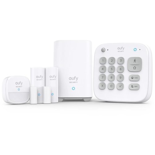 Eufy set alarma smart wireless eufy senzor miscare, 2 senzori intrare, tastatura, alb