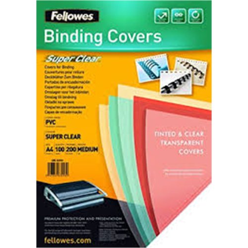 Fellowes binding cover clear 150 mic a4, 100 pcs